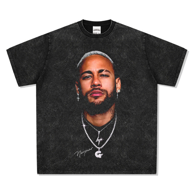 Vintage Washed Football Legends Inspired Graphic T-Shirt