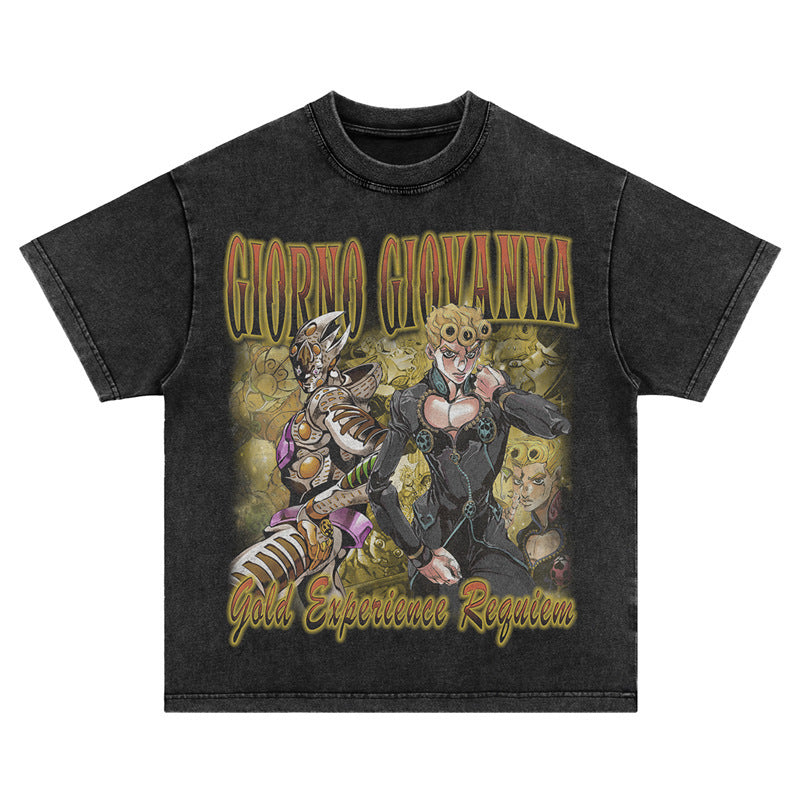 Vintage Washed Anime Graphic T-Shirt – Retro Manga Style