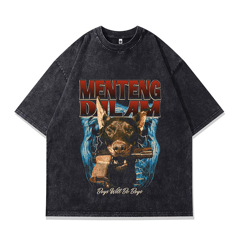 Vintage Washed Streetwear Graphic T-Shirt – Oversized Cotton Tee
