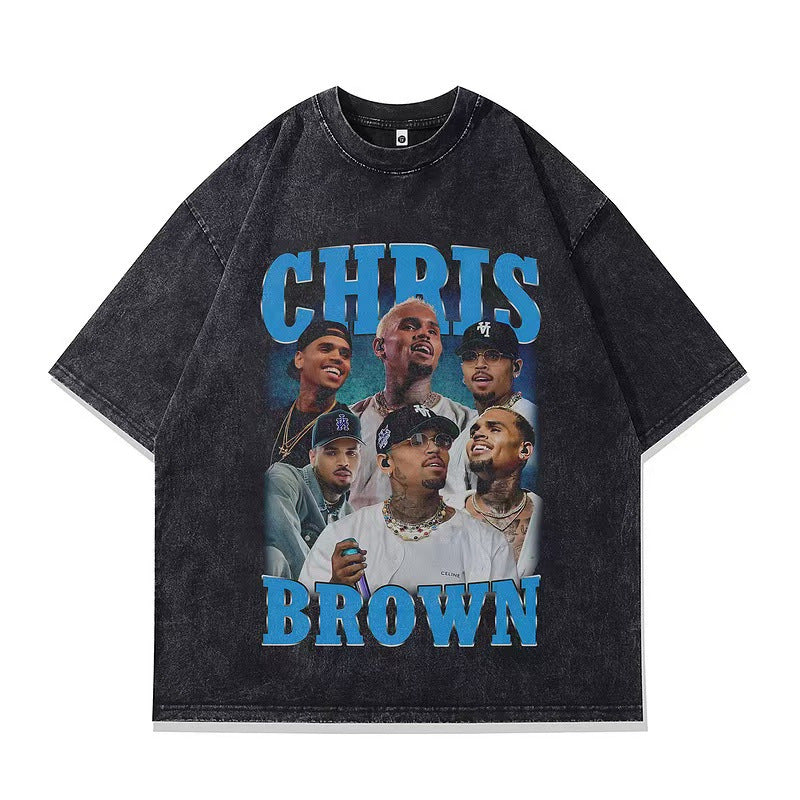 Heavyweight Vintage Washed Distressed T-Shirt for Men