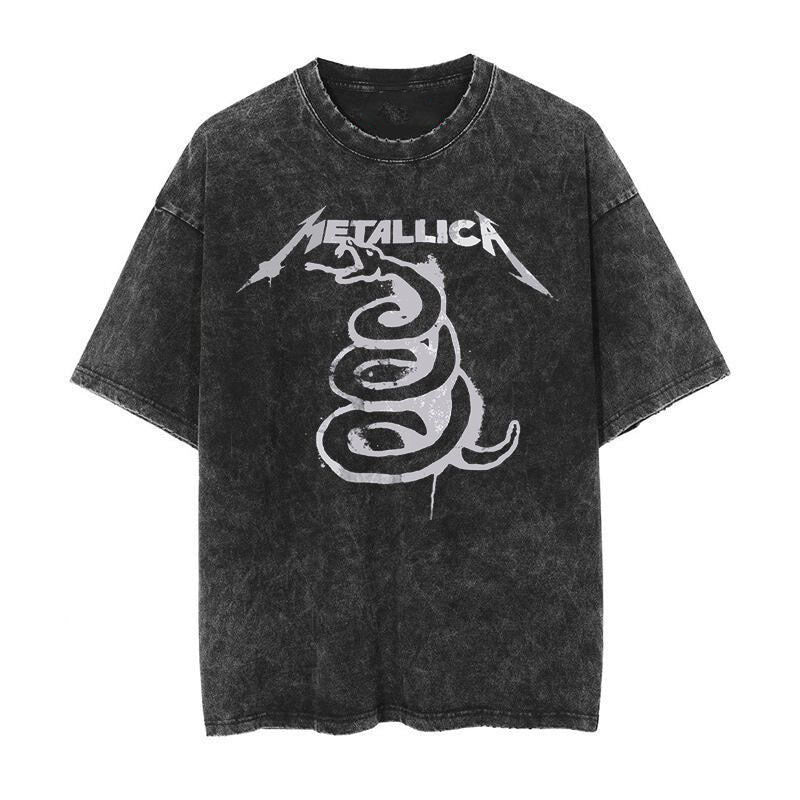 Oversized Washed Denim Graphic T-Shirt – Vintage Streetwear Tee