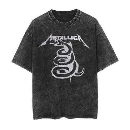 Oversized Washed Denim Graphic T-Shirt – Vintage Streetwear Tee