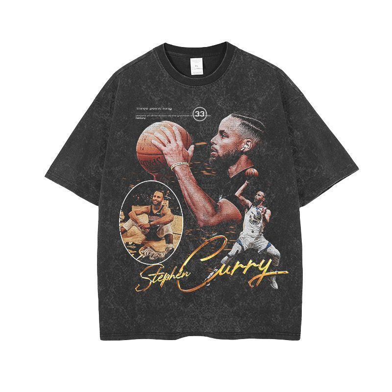 Oversized Washed Denim Graphic T-Shirt – Vintage Streetwear Tee
