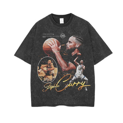 Oversized Washed Denim Graphic T-Shirt – Vintage Streetwear Tee