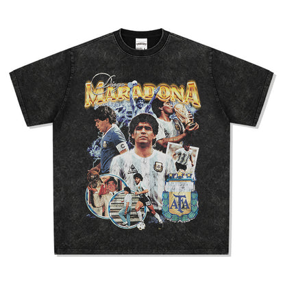 Vintage Washed Football Legends Inspired Graphic T-Shirt