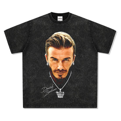 Vintage Washed Football Legends Inspired Graphic T-Shirt