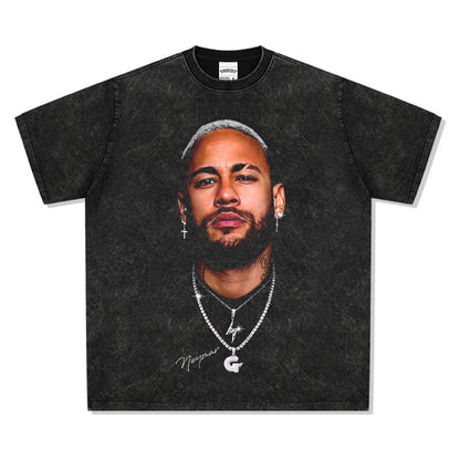 Vintage Washed Football Legends Inspired Graphic T-Shirt
