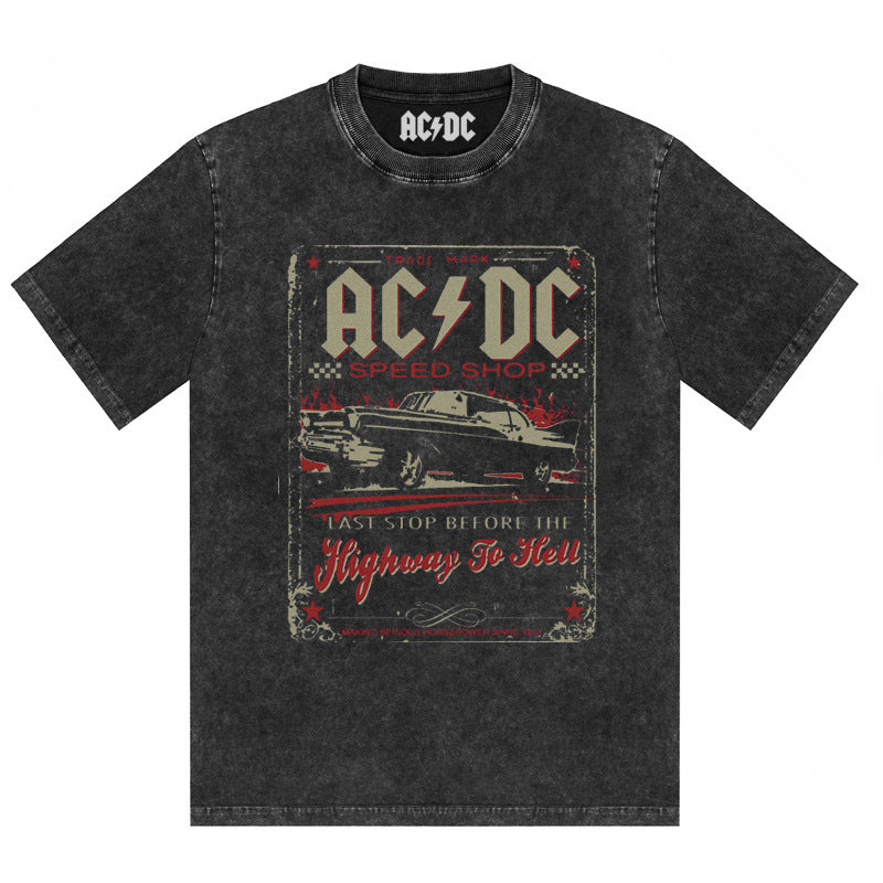 AC/DC Vintage Washed Oversized Graphic T-Shirt