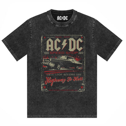 AC/DC Vintage Washed Oversized Graphic T-Shirt