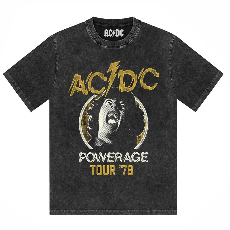 AC/DC Vintage Washed Oversized Graphic T-Shirt