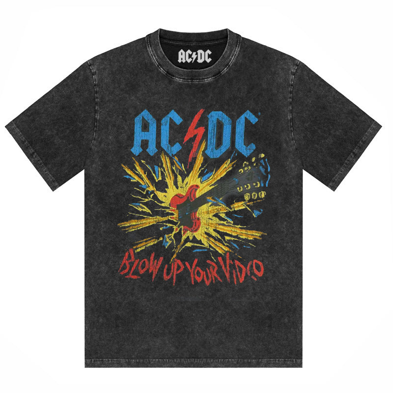 AC/DC Vintage Washed Oversized Graphic T-Shirt
