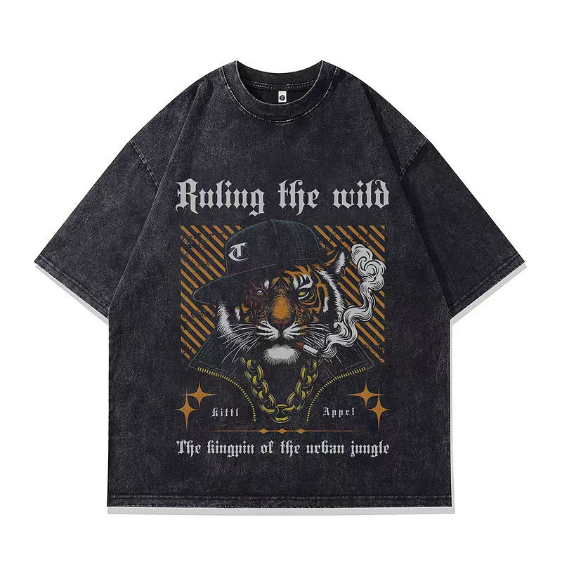 Heavyweight Vintage Washed Distressed T-Shirt for Men