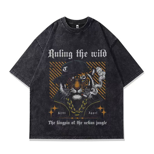 Heavyweight Vintage Washed Distressed T-Shirt for Men