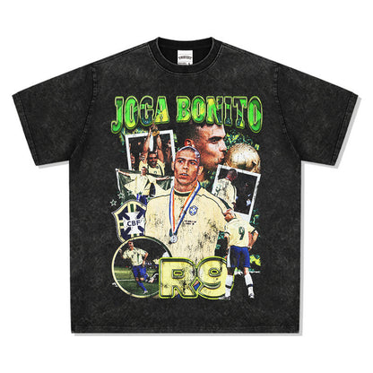 Vintage Washed Football Legends Inspired Graphic T-Shirt
