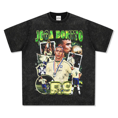 Vintage Washed Football Legends Inspired Graphic T-Shirt