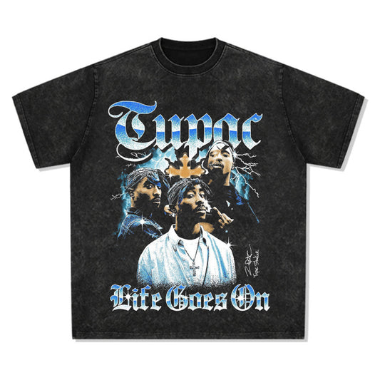 Vintage Washed Hip-Hop Graphic T-Shirt – Heavyweight Cotton Streetwear