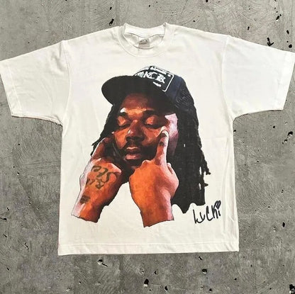 Vintage Hip-Hop Portrait Graphic T-Shirt – Heavyweight Cotton
