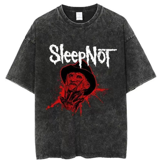 Oversized Washed Denim Graphic T-Shirt – Vintage Streetwear Tee