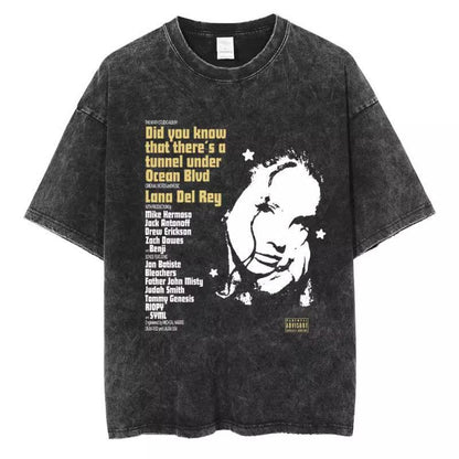 Vintage Washed 90s Singer-Inspired Graphic T-Shirt – Oversized Cotton Tee