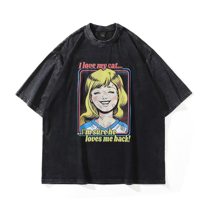 Heavyweight Vintage Washed Distressed T-Shirt for Men