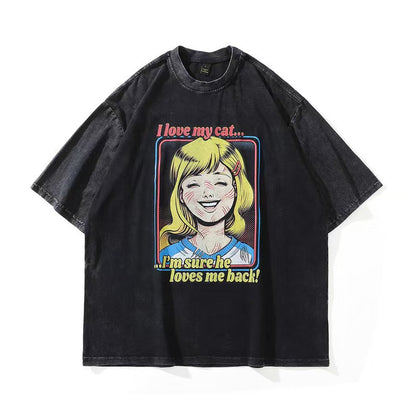 Heavyweight Vintage Washed Distressed T-Shirt for Men