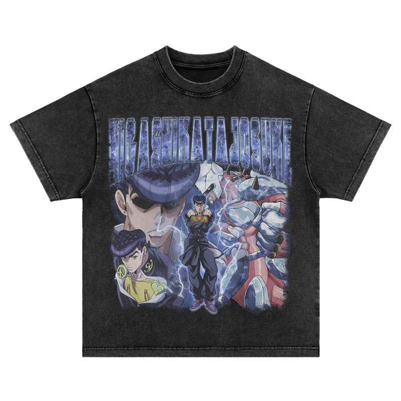 Vintage Washed Anime Graphic T-Shirt – Retro Manga Style