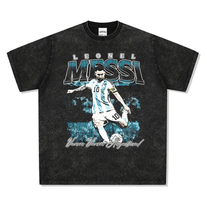 Vintage Washed Football Legends Inspired Graphic T-Shirt