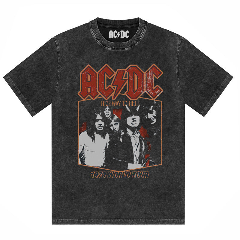 AC/DC Vintage Washed Oversized Graphic T-Shirt
