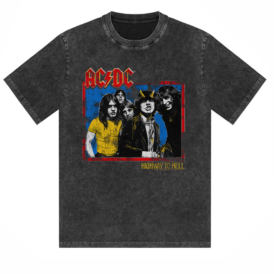 AC/DC Vintage Washed Oversized Graphic T-Shirt