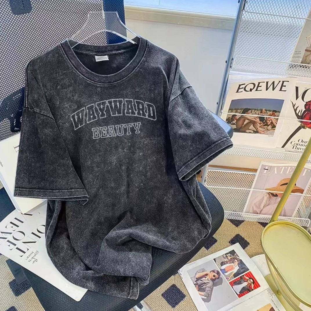 Vintage Washed Oversized T-Shirt – American Streetwear Cotton Tee