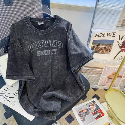 Vintage Washed Oversized T-Shirt – American Streetwear Cotton Tee