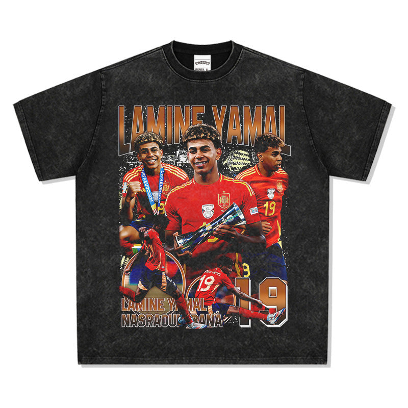 Vintage Washed Football Legends Inspired Graphic T-Shirt
