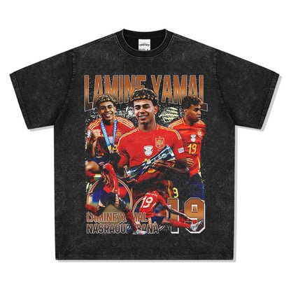 Vintage Washed Football Legends Inspired Graphic T-Shirt