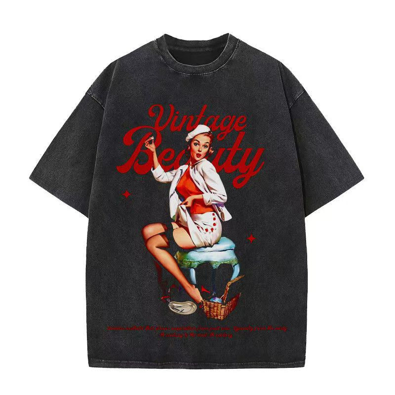 Vintage Washed Oversized T-Shirt – Unisex Streetwear Cotton Tee