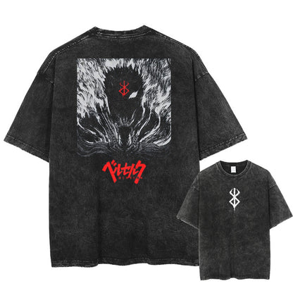 Vintage Washed Anime Graphic T-Shirt – Oversized Cotton Tee