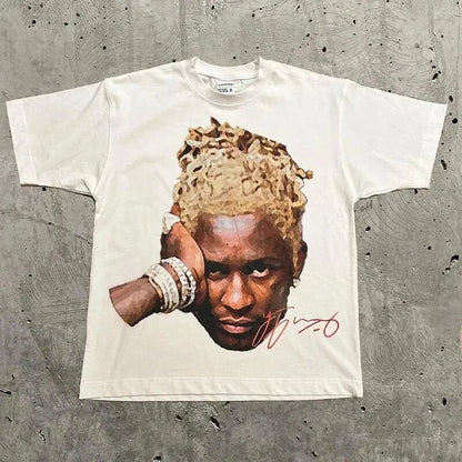 Vintage Hip-Hop Portrait Graphic T-Shirt – Heavyweight Cotton