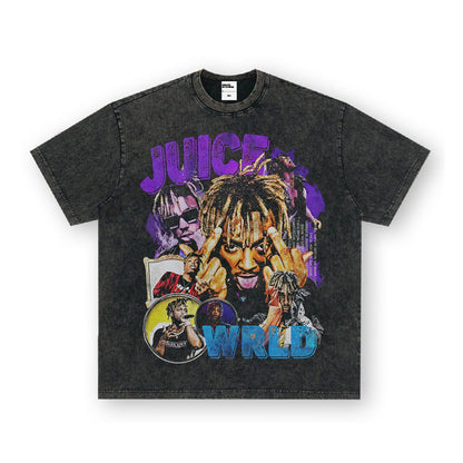 Oversized Washed Denim Graphic T-Shirt – Vintage Streetwear Tee