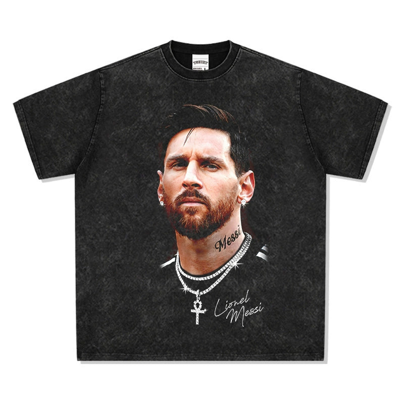 Vintage Washed Football Legends Inspired Graphic T-Shirt