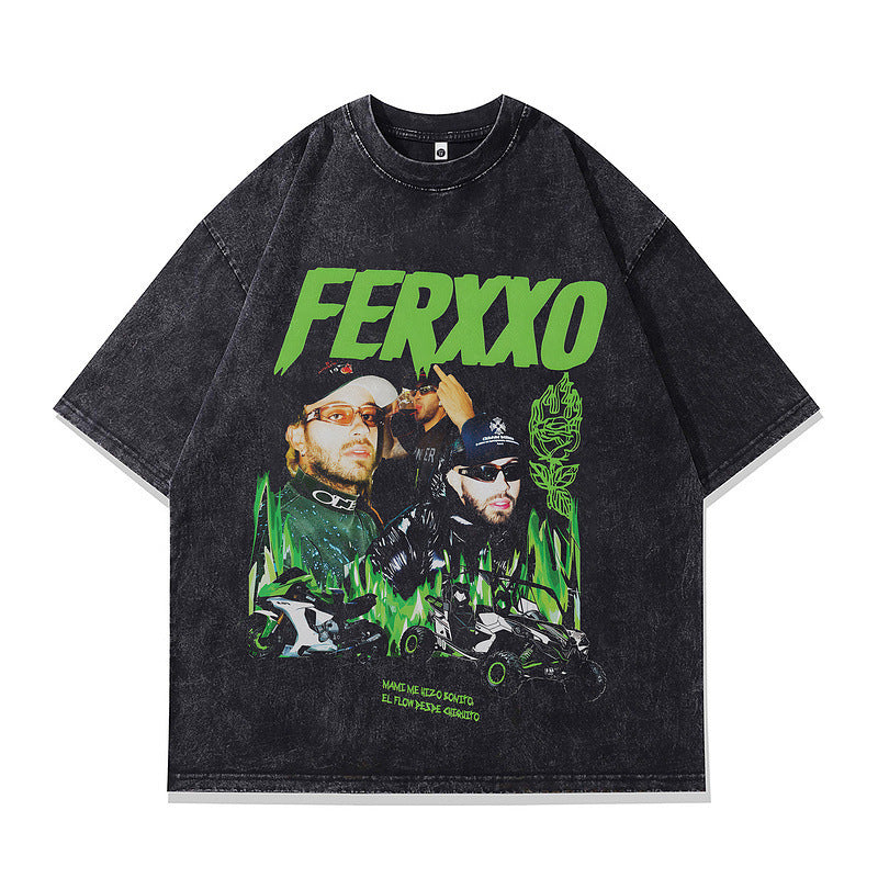 Heavyweight Vintage Washed Distressed T-Shirt for Men