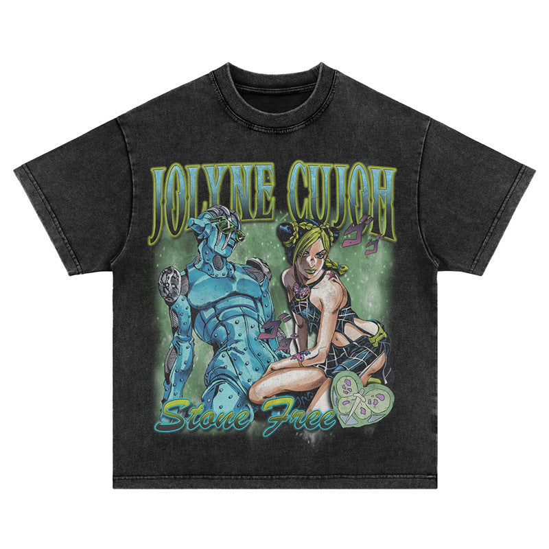 Vintage Washed Anime Graphic T-Shirt – Retro Manga Style
