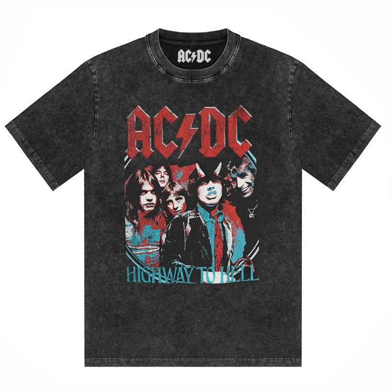 AC/DC Vintage Washed Oversized Graphic T-Shirt