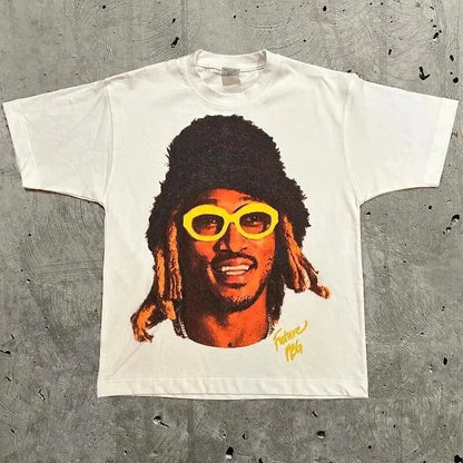 Vintage Hip-Hop Portrait Graphic T-Shirt – Heavyweight Cotton