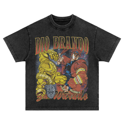 Vintage Washed Anime Graphic T-Shirt – Retro Manga Style