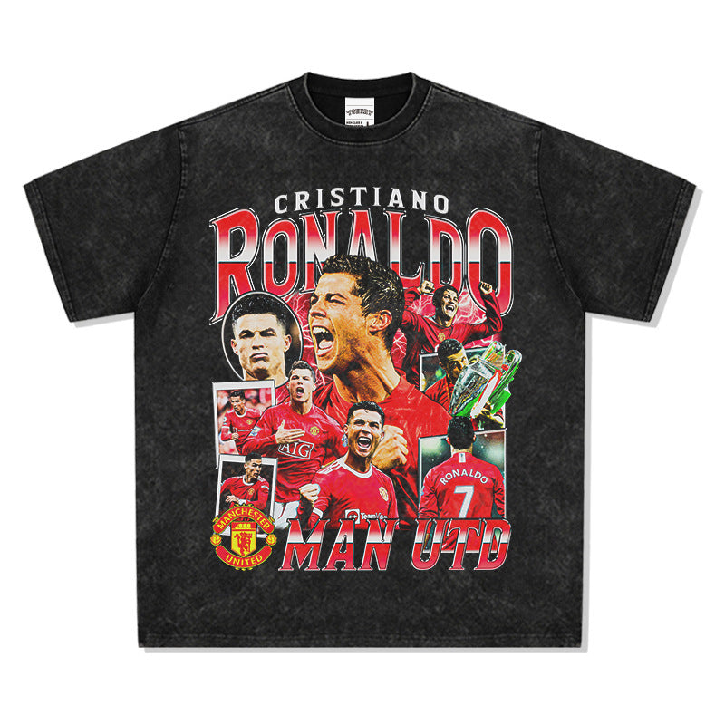 Vintage Washed Football Legends Inspired Graphic T-Shirt