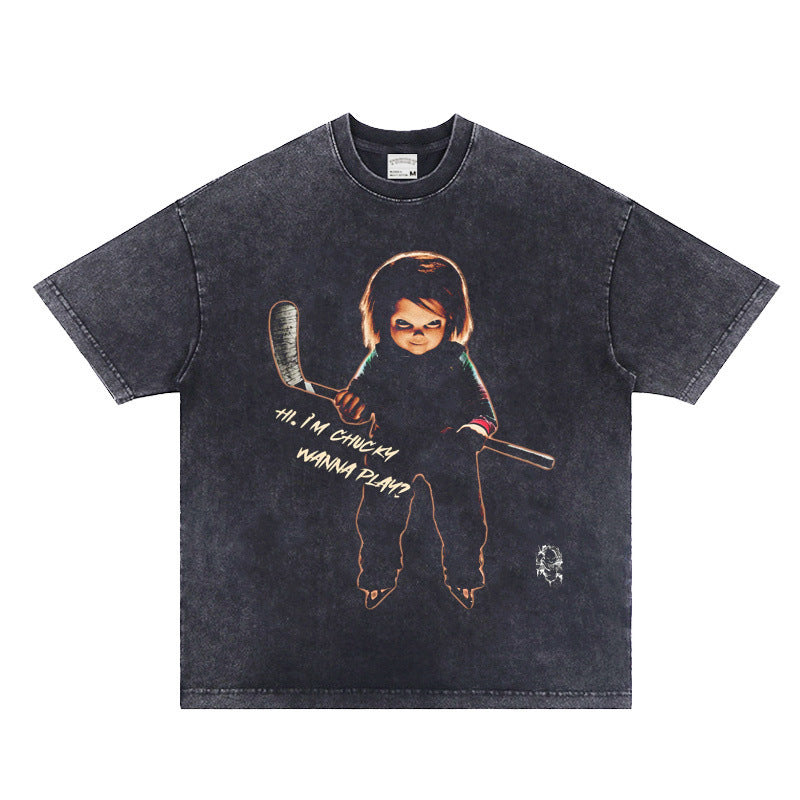Vintage Washed Distressed Letter Graphic T-Shirt – Streetwear Tee