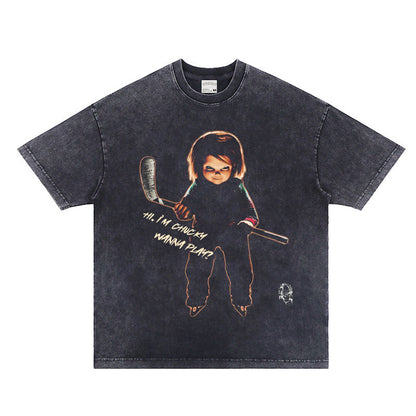 Vintage Washed Distressed Letter Graphic T-Shirt – Streetwear Tee