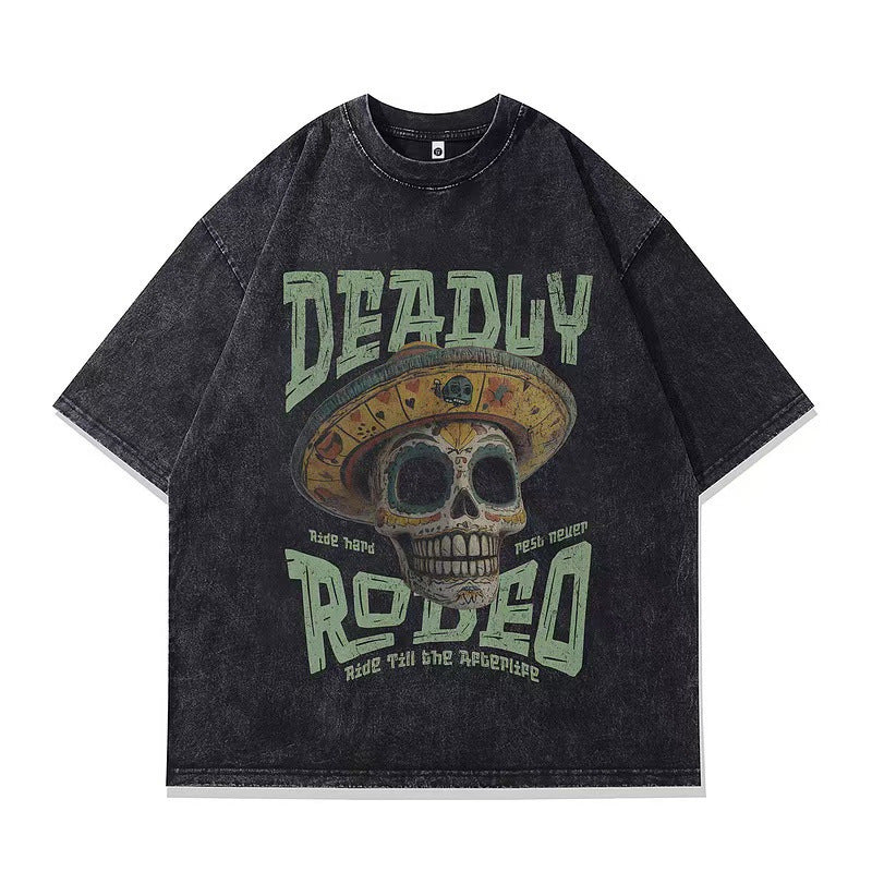 Heavyweight Vintage Washed Distressed T-Shirt for Men