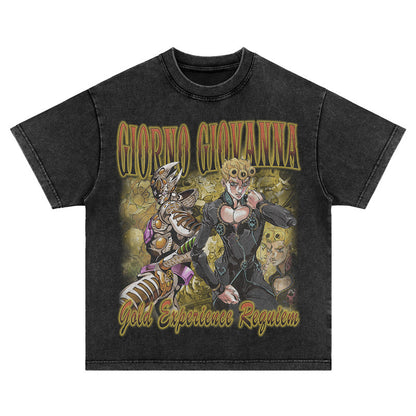 Vintage Washed Anime Graphic T-Shirt – Retro Manga Style