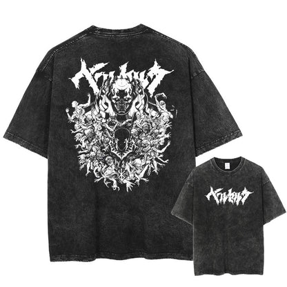 Vintage Washed Anime Graphic T-Shirt – Oversized Cotton Tee