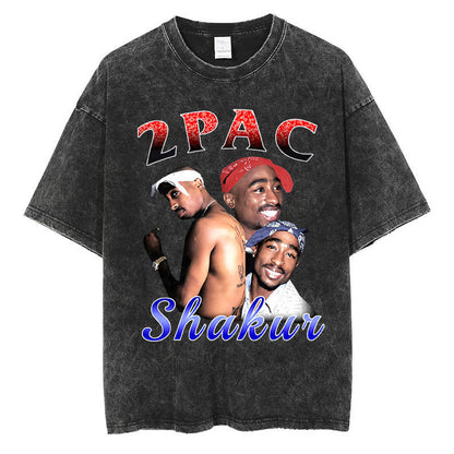 Vintage Washed 90s Hip-Hop Graphic T-Shirt – Oversized Heavyweight Cotton